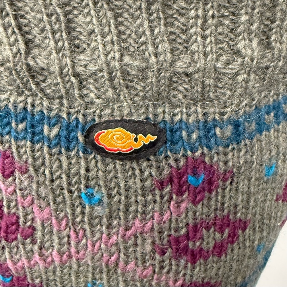 Cozy Patterned Knit Mini Skirt - Teal, Olive & Plum - Picture 8 of 10